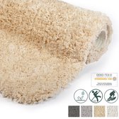 Beautissu BeauMare FL – Badmat Antislip 80x50 cm Natuur – Hoogpolig Tapijt – Voor Vloerverwarming – Zacht Badmat voor Douche Badkuip WC