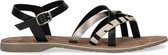 Manfield - Dames - Zwarte sandalen met zebraprint en metallic - Maat 41