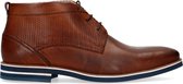 Manfield - Heren - Cognac leren veterboots met blauwe zool - Maat 41