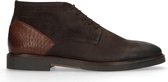 Manfield - Heren - Donkerbruine veterboots van suède - Maat 44
