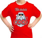 Foute kerst shirt / t-shirt - this dude is cool met stoere santa rood voor kinderen - kerstkleding / christmas outfit L (140-152)