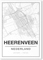 Poster/plattegrond HEERENVEEN - 30x40cm