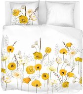 Snoozing Yellow Poppy - Housse de couette - Double - 200x200 / 220 cm + 2 taies d'oreiller 60x70 cm - Jaune