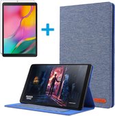 Samsung Galaxy Tab A 10.1 (2019) hoes - Book Case met Soft TPU houder + Screenprotector - Blauw