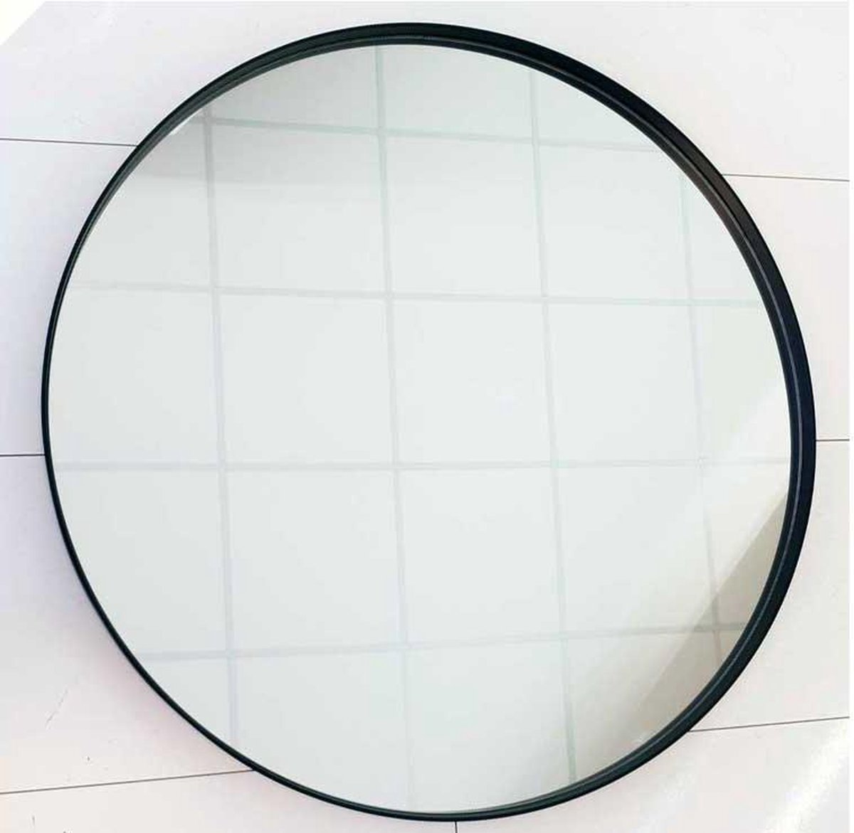 Ronde badkamerspiegel met mat zwart frame 120x120 cm
