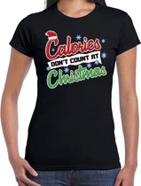 Fout kerstshirt / t-shirt - Calories dont count at Christmas - zwart voor dames - kerstkleding / christmas outfit XL