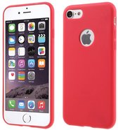 GadgetBay Effen rood gekleurde silicone hoesje iPhone 7 8 Rode cover Red case