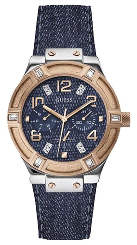 GUESS Watches Dames W0289L1 leer - blauw - Ø 36 mm bol.com