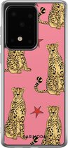 Samsung S20 Ultra hoesje siliconen - The pink leopard | Samsung Galaxy S20 Ultra case | multi | TPU backcover transparant