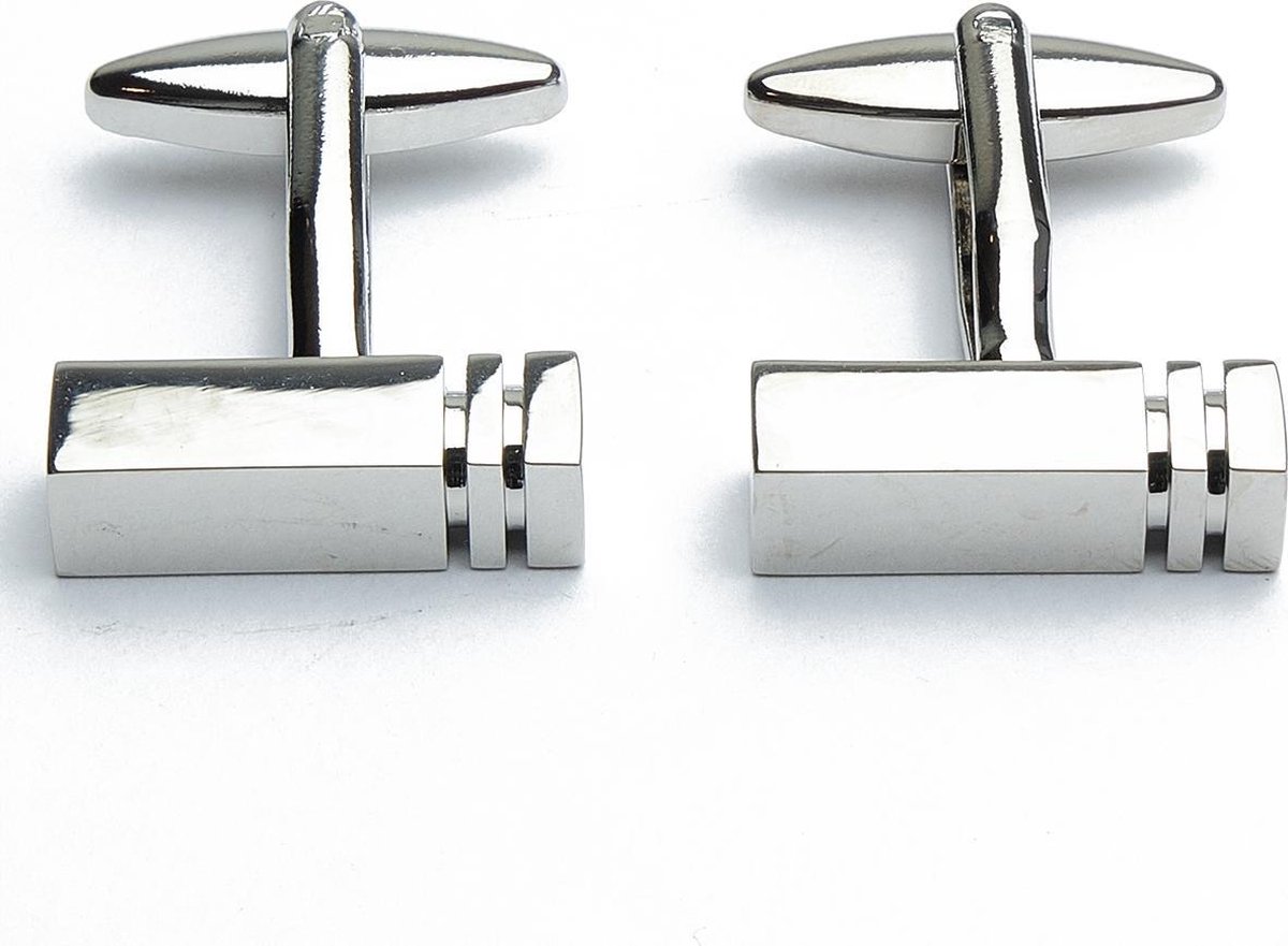 Manchetknopen - Design Balk Blok Zilver