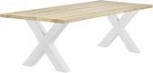 Eettafel Industrieel | X-poot-wit | 30mm-180x90-transp