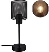 Relaxdays tafellamp zwart - industrieel - nachtlampje - E27 fitting - bureaulamp