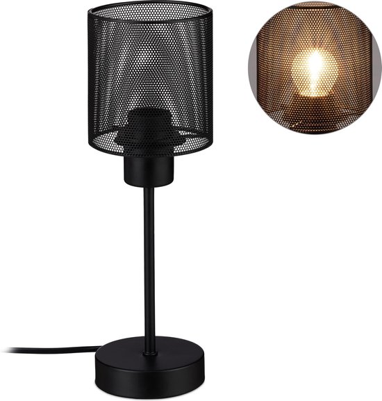 Uitvoerbaar jurk klinker Relaxdays tafellamp zwart - industrieel - nachtlampje - E27 fitting -  bureaulamp | bol.com