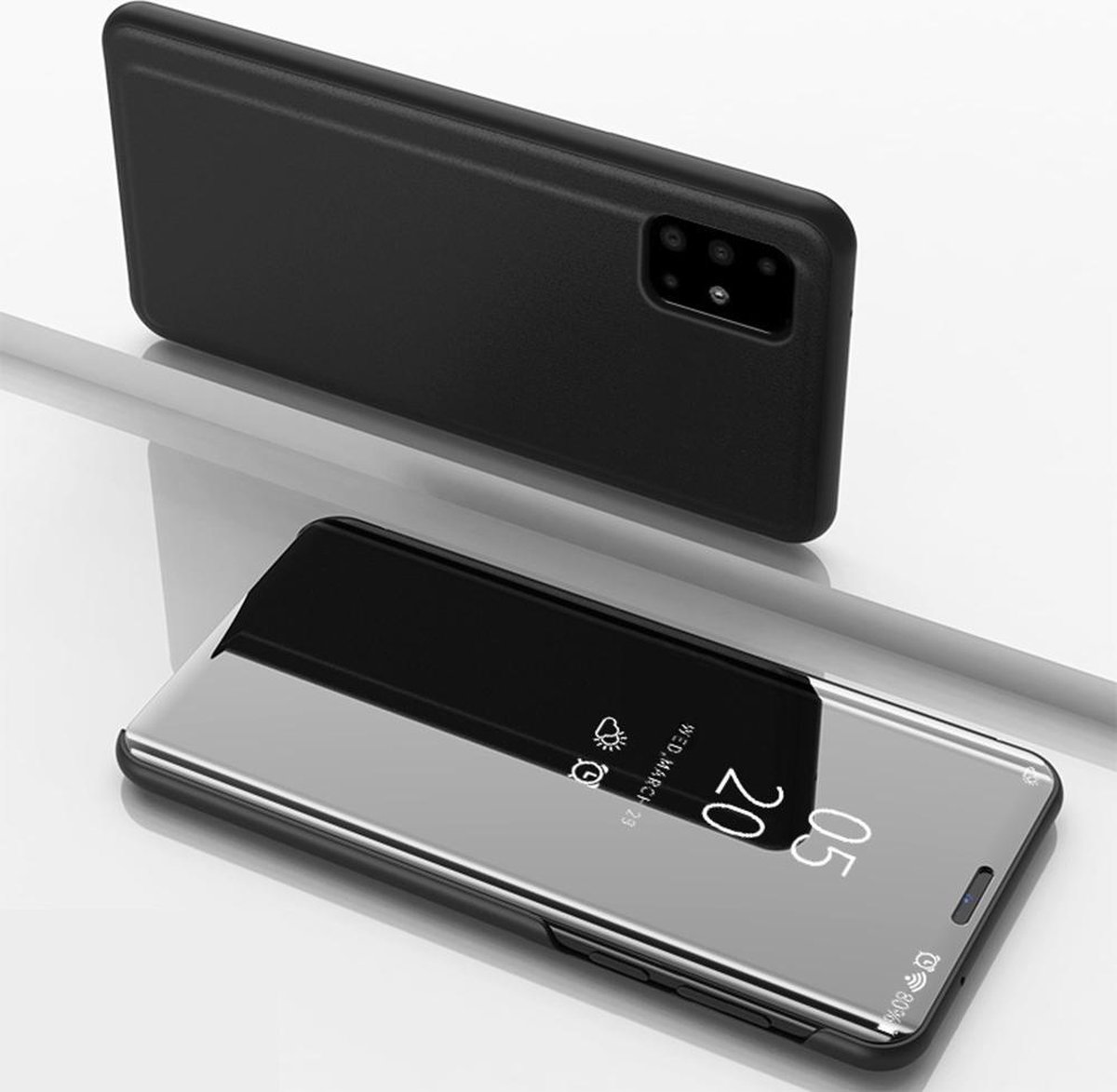 Mirror View Case - Samsung Galaxy A71 Hoesje - Zwart