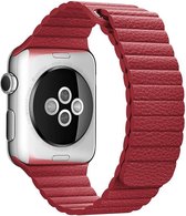 Geschikt voor Apple Watch 1 / 2 / 3 / 4 / 5 - 38MM / 40MM Luxe PU Leren bandje |Rood / Red| Premium kwaliteit | Maat: One Size |PU Leer|TrendParts