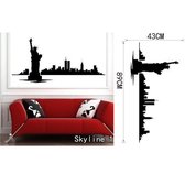 3D Sticker Decoratie Istanboel Monumenten New York Muursticker Skyline Wall Art City Building Londen Skyline Silhouet Moskou Vinyl Mural Decal - Skyline17 / Large