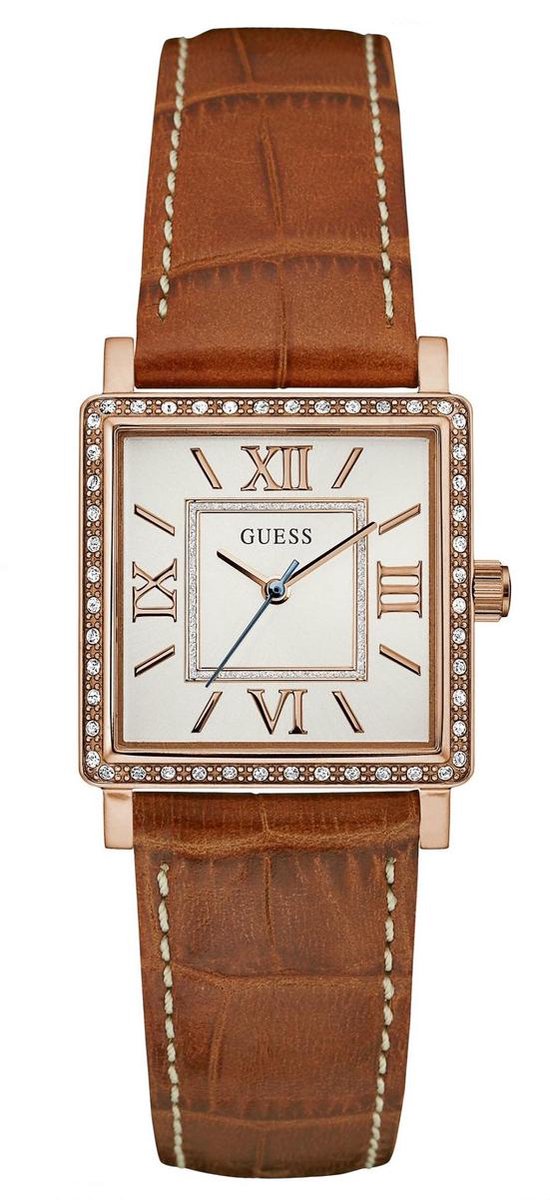GUESS Watches W0829L4 Highline Ladies Dress - Horloge - Leer - Bruin - 28 mm