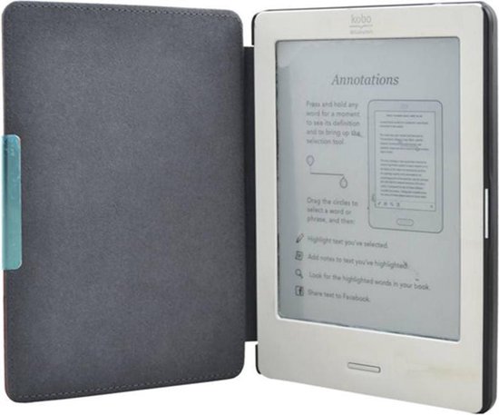 Lunso - Geschikt voor Kobo Touch 1 (6 inch) - flip hoesje - Bruin van Lunso — afbeelding 3