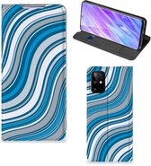 Geschikt voor Samsung Galaxy S20 Plus Hoesje met Magneet Waves Blue