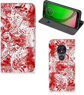 Motorola Moto G7 Play Mobiel BookCase Angel Skull Red