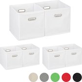 Relaxdays 6x opbergbox stof - opvouwbaar - opbergmand - 30 cm - kast organizer – wit