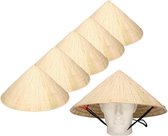 6x Chinese stro hoeden / Chinees hoedje met kinband - China thema verkleed accessoire