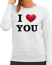 I love you valentijn sweater grijs voor dames XL