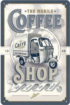 3 D Metalen Wandbord - The mobile coffee shop 20x30 cm