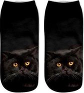 Enkelsokken Kattensokken – Unisex – One Size – Zwarte Kat