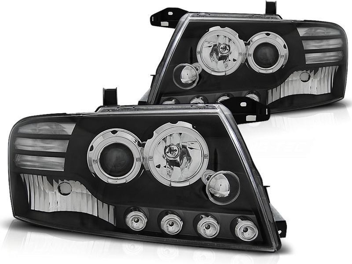 Koplampen met parkeerlicht MITSUBISHI PAJERO V60 00-06 ANGEL EYES ZWART