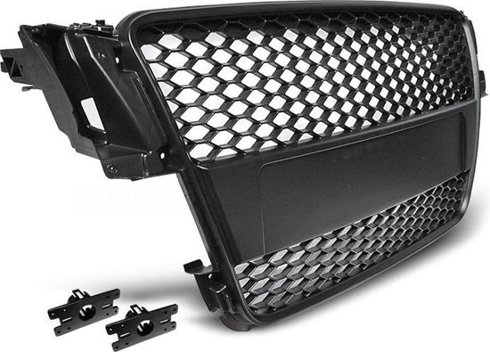 Parrilla delantera compatible con Audi A4 B5 RS-Type Saloon Avant 1994 1995 1996 1997 1998 1999 2000 RS-32 parrilla central central deportiva rejilla de malla negra