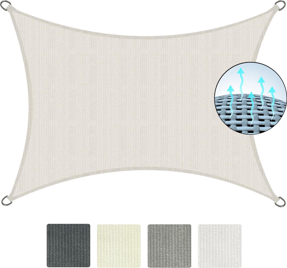 Sol Royal SolVision HS9 - Zonnezeil rechthoekig 200x300 cm HDPE Ademend - Crem - Zonwering UV-besch