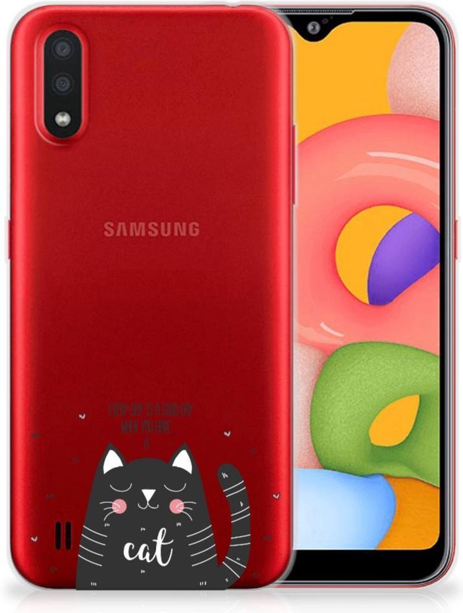 Samsung Galaxy A01 Telefoonhoesje met Naam Cat Good Day