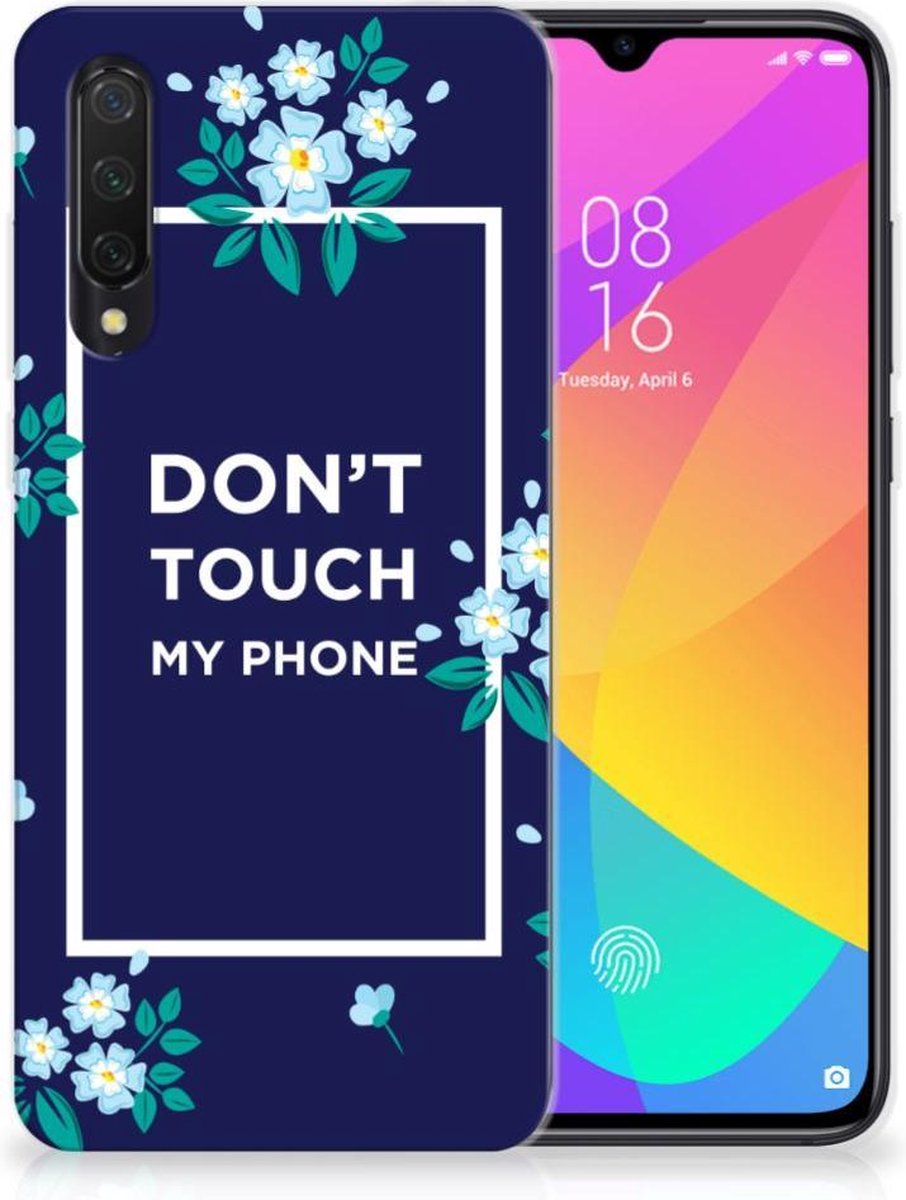 Back Cover voor Xiaomi Mi 9 Lite Silicone-hoesje Flowers Blue DTMP