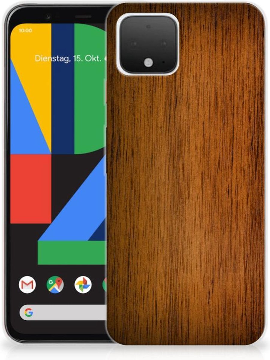 Google Pixel 4 Bumper Hoesje Donker Hout