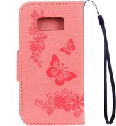 Mobigear Telefoonhoesje geschikt voor Samsung Galaxy S8 Hoesje | Mobigear Butterfly Bookcase Portemonnee | Pasjeshouder voor 2 Pasjes | Telefoonhoesje voor Pinpas / OV Kaart / Rijbewijs - Roze