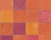 OUDE WANDTEGELS BEHANG - Oranje Rood - AS Creation New Walls "Livingwalls"
