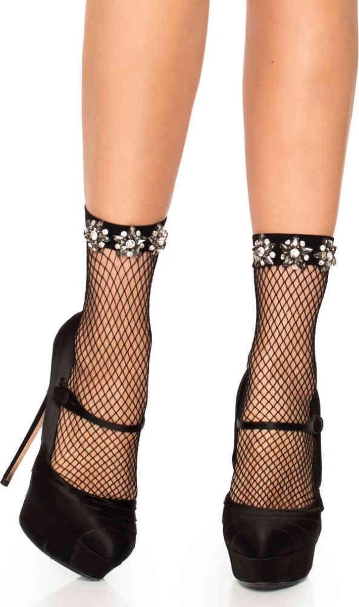 Leg Avenue - Anklets with rhinestone accent - Hosiery Anklets Zwart O/S