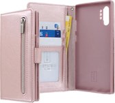 Samsung Galaxy Note 10+ Bookcase hoesje - CaseBoutique - Effen Rose goud - Kunstleer - Met Rits Vakje Muntvakje