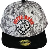 Nintendo Super Mario Bros Biker Snapback Cap Pet Stonewashed Denim Grijs