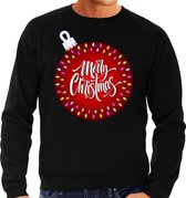 Foute Kersttrui / sweater - grote kerstbal - Merry Christmas - zwart voor heren - kerstkleding / kerst outfit M (50)