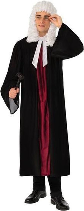 Zwarte/rode rechters/advocaten toga verkleed kostuum voor dames/heren/volwassenen - Carnavalskleding - Verkleedkleding M/L