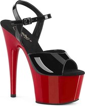 Pleaser - ADORE-709 Sandaal met enkelband, Paaldans schoenen - Paaldans schoenen - 37 Shoes - Zwart/Rood