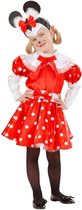 Widmann - Mickey & Minnie Mouse Kostuum - Pluizig Oortjes Muis Minnie - Meisje - rood,wit / beige - Maat 104 - Carnavalskleding - Verkleedkleding