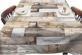 Buiten tafelkleed/tafelzeil houten planken bruin 140 x 180 cm rechthoekig - Tuintafelkleed tafeldecoratie met houtlook