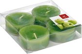 24x Maxi geurtheelichtjes appel/groen 8 branduren - Geurkaarsen appelgeur - Grote waxinelichtjes