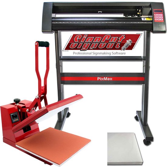 Pixmax Hitte pers 38 cm + Snijplotter Vinyl 72 cm - Voordeelbundel - Inclusief software Signcut Pro + sublimatiepapier + Hitte tape