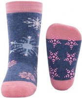 Ewers antislip sokken Stoppi sneeuwvlokken jeansblauw