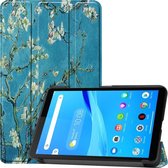 Lenovo Tab M7 hoes - Tri-Fold Book Case - Witte Bloesem