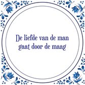 Tegel met spreuk |Spreuktegels | Wanddecoratie | De liefde van de man gaat door de maag